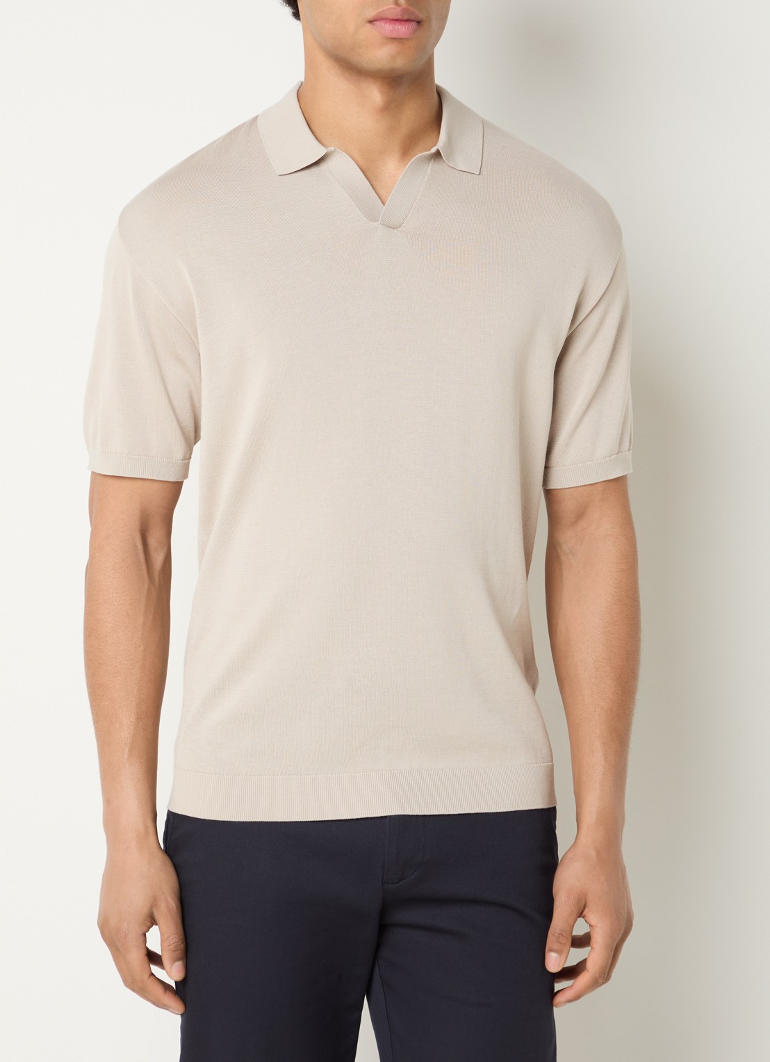 Boggi Milano Fijngebreide regular fit polo in zijdeblend - detail 2 beige