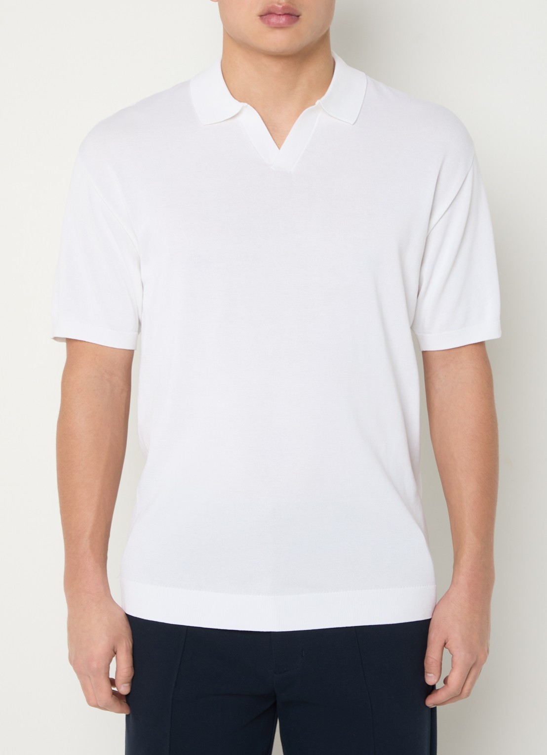 Boggi Milano Fijngebreide regular fit polo in zijdeblend - detail 4 wit