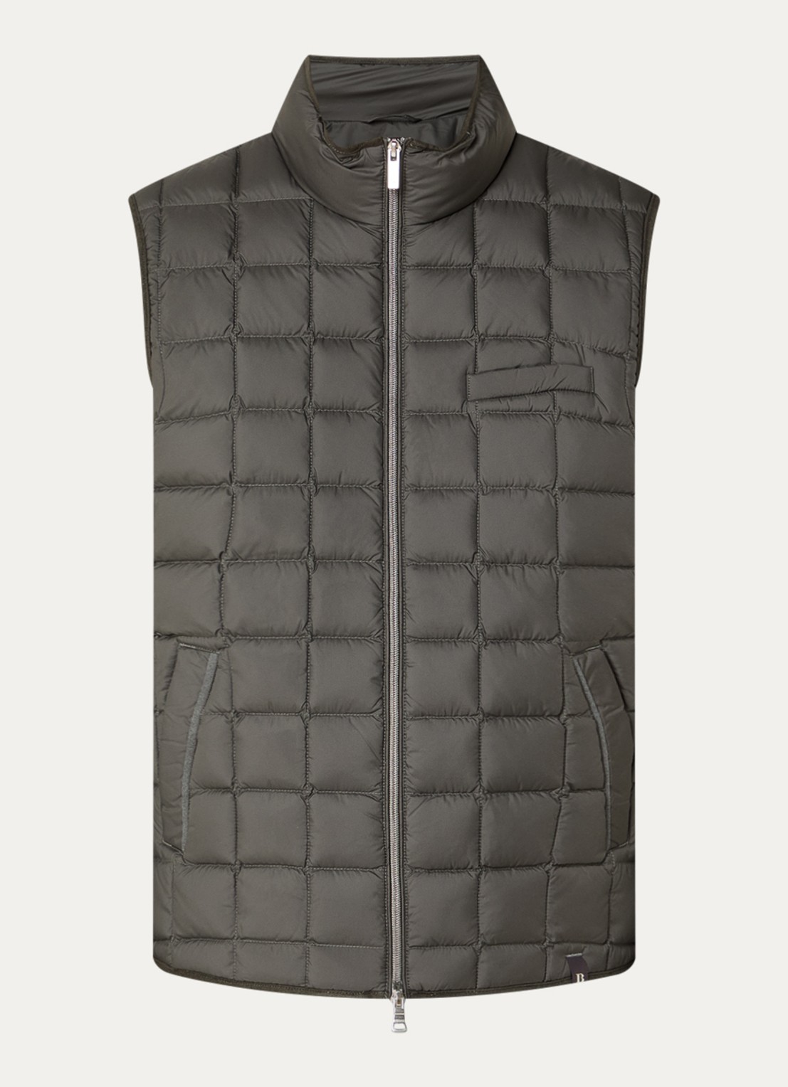 Boggi Milano Gewatteerde bodywarmer met donsvulling en waterafstotende coating - voorkant 3 legergroen