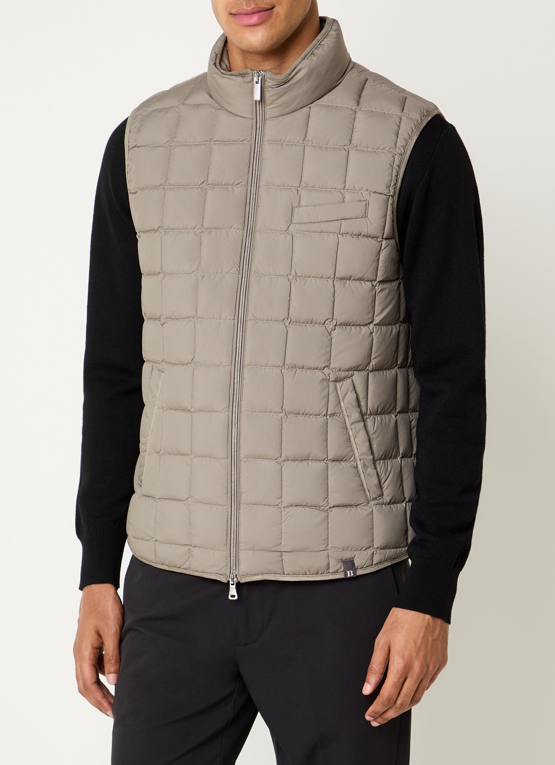 Boggi Milano Gewatteerde bodywarmer met donsvulling en waterafstotende coating - detail 4 taupe