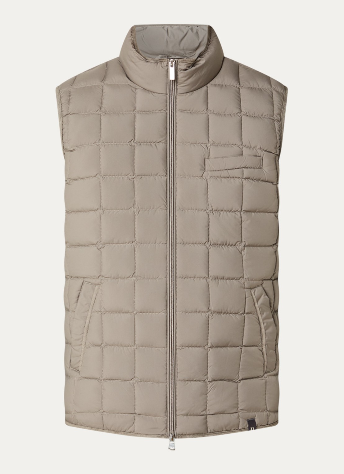 Boggi Milano Gewatteerde bodywarmer met donsvulling en waterafstotende coating - voorkant 2 taupe