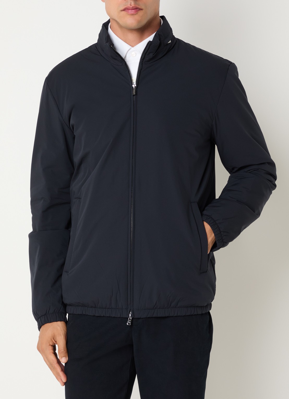Boggi Milano Gewatteerde jas met ritszakken - detail donkerblauw