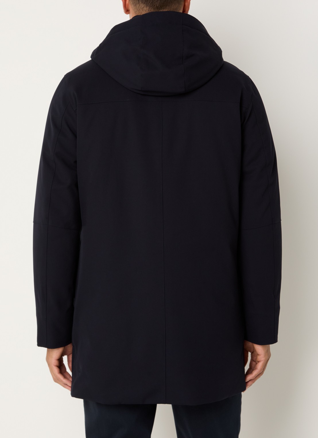 Boggi Milano Gewatteerde parka met afneembare capuchon - achterkant donkerblauw