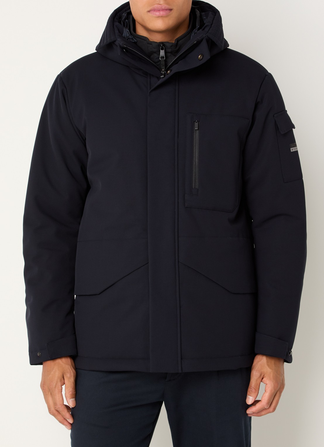 Boggi Milano Gewatteerde parka met capuchon - detail 4 donkerblauw