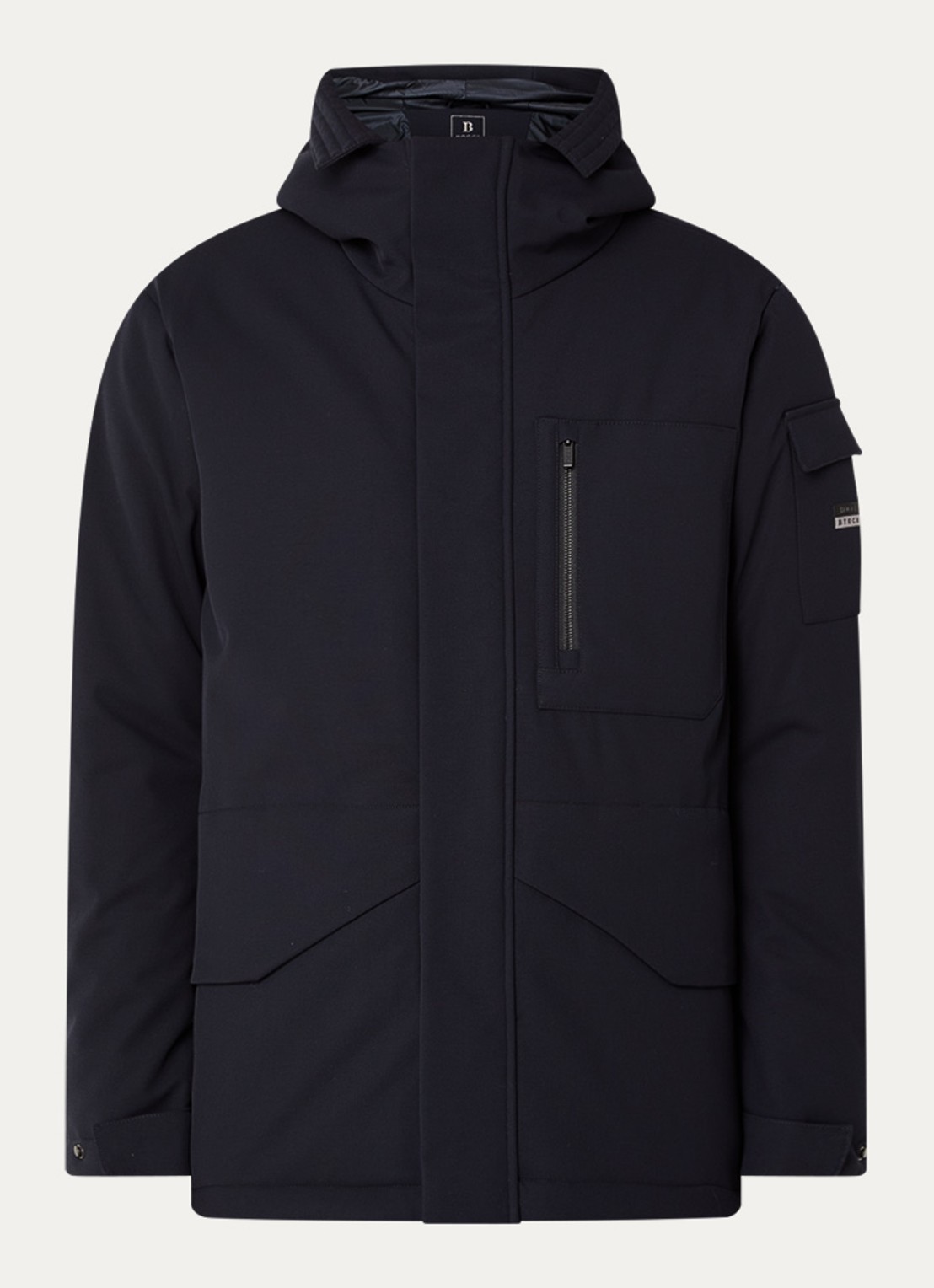 Boggi Milano Gewatteerde parka met capuchon - voorkant 2 donkerblauw