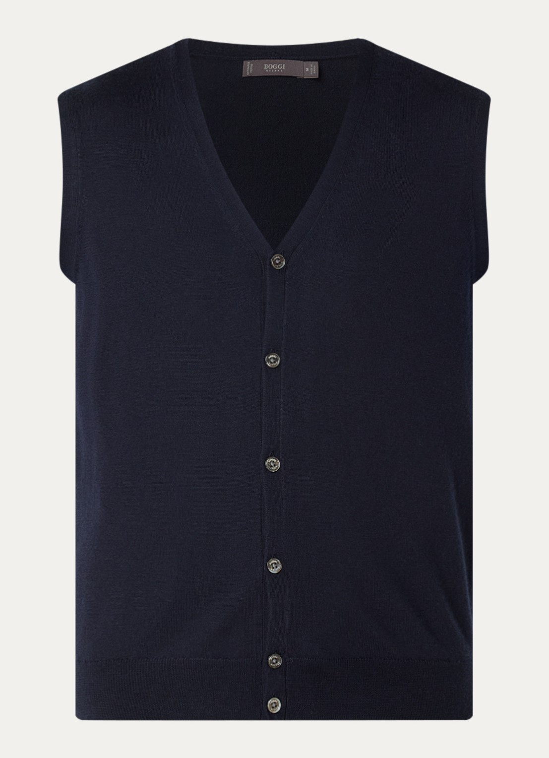 Boggi Milano Gilet van wol met V-hals - voorkant 2 donkerblauw