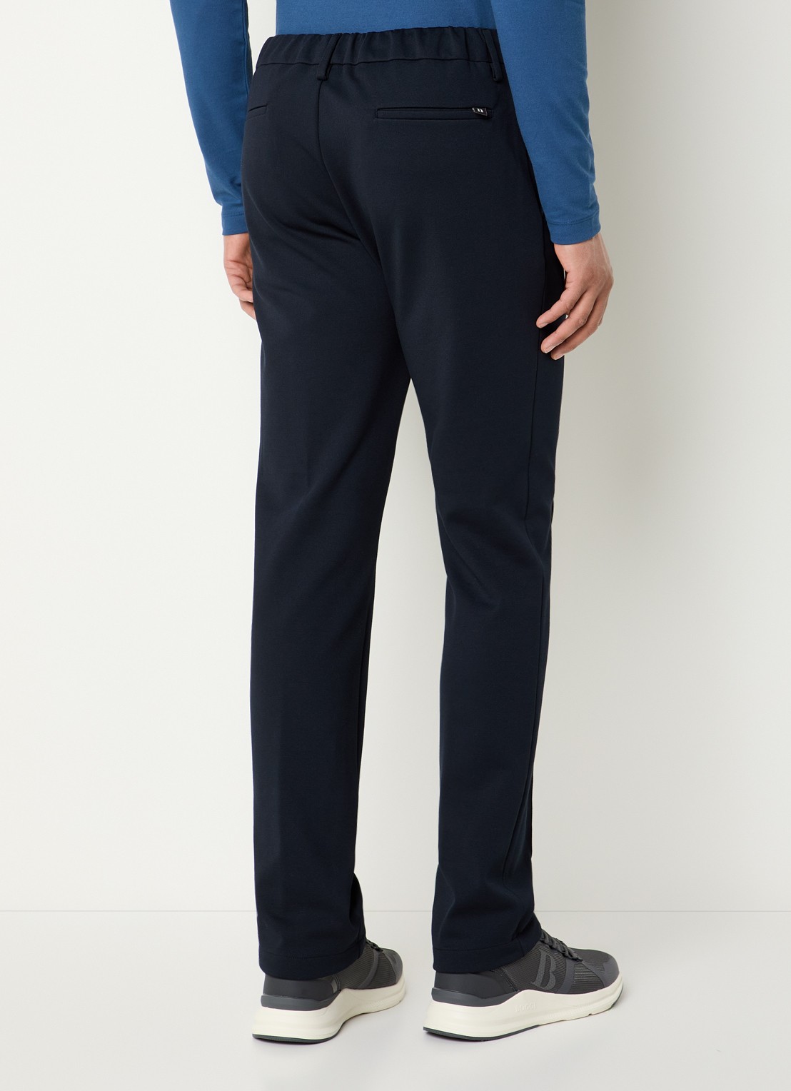 Boggi Milano High waist slim fit pantalon met steekzakken - achterkant 3 donkerblauw