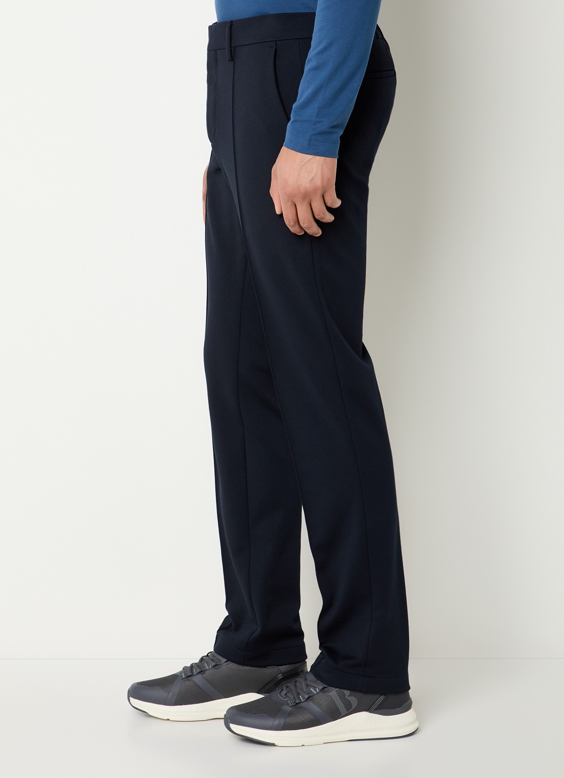 Boggi Milano High waist slim fit pantalon met steekzakken - detail 5 donkerblauw