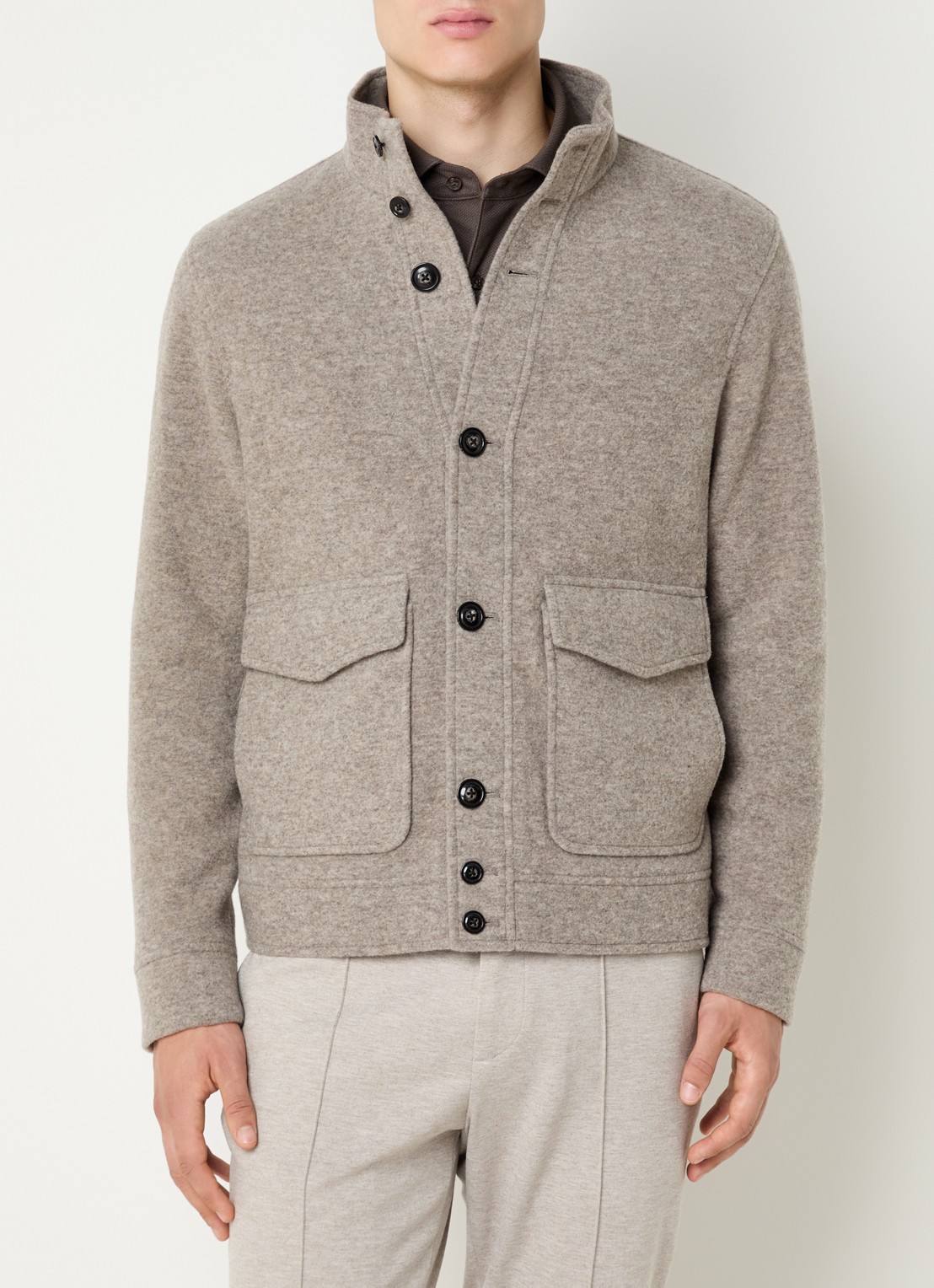 Boggi Milano Jack in kasjmierblend met klepzakken - detail 3 donkerbeige