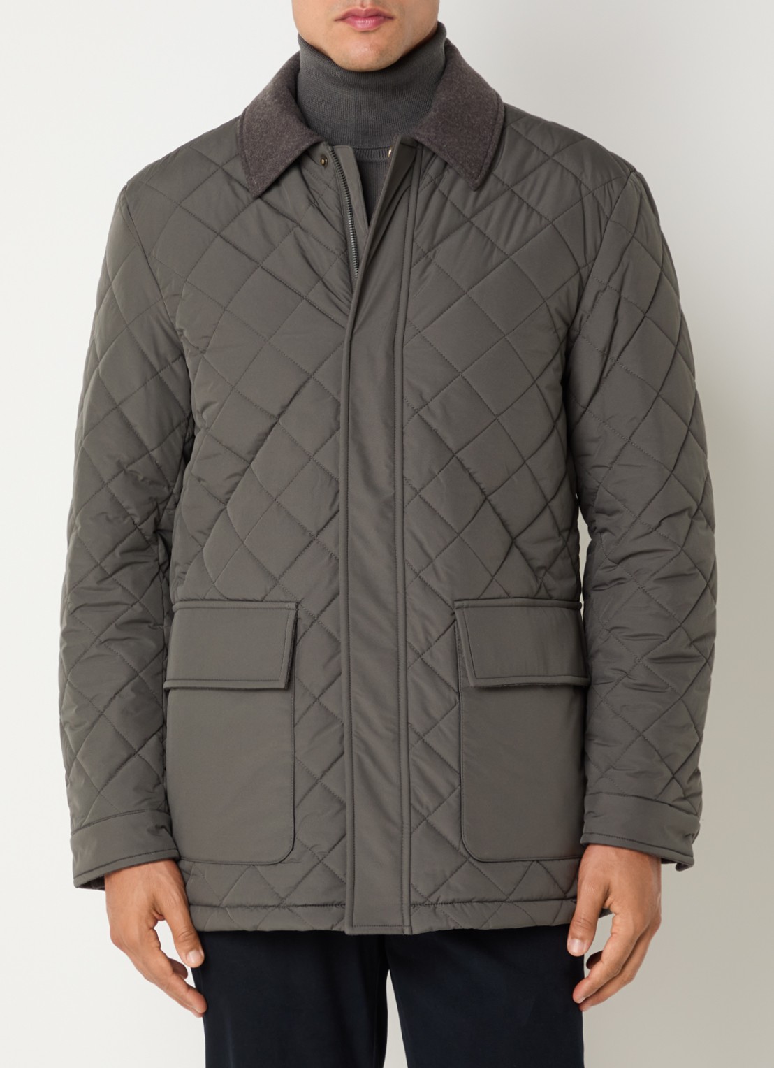 Boggi Milano Jack in wolblend met quilt patroon - detail grijs