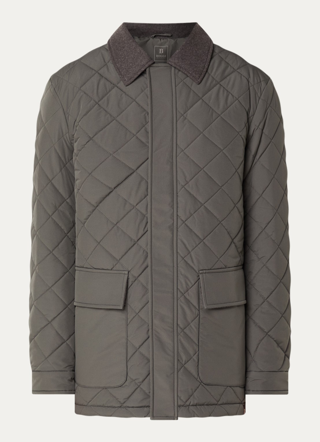 Boggi Milano Jack in wolblend met quilt patroon - voorkant 2 grijs