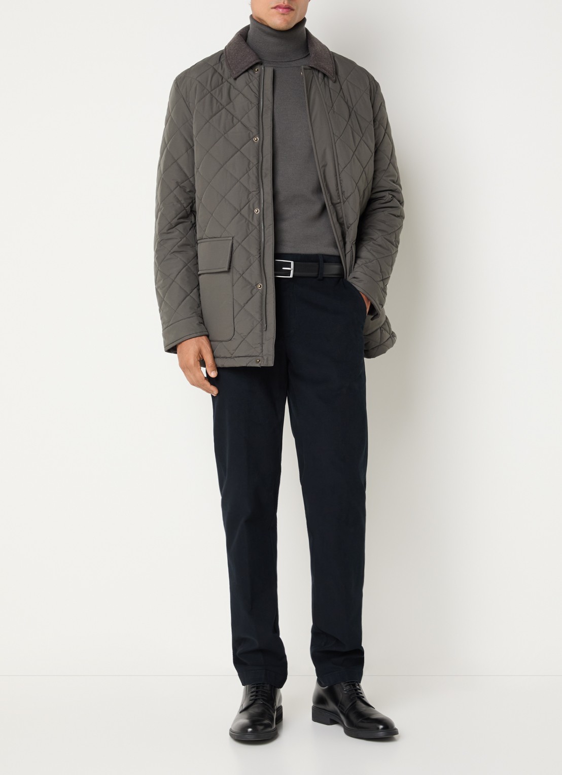 Boggi Milano Jack in wolblend met quilt patroon - voorkant 3 grijs