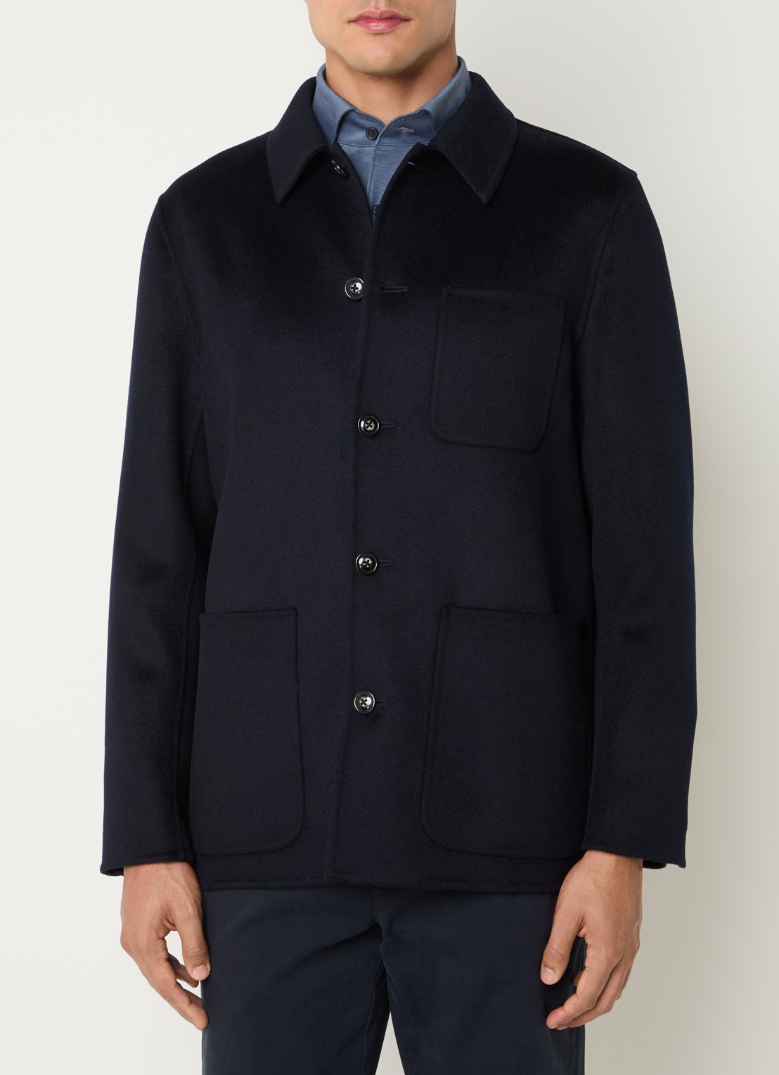 Boggi Milano Jack van wol met opgestikte zakken - detail donkerblauw