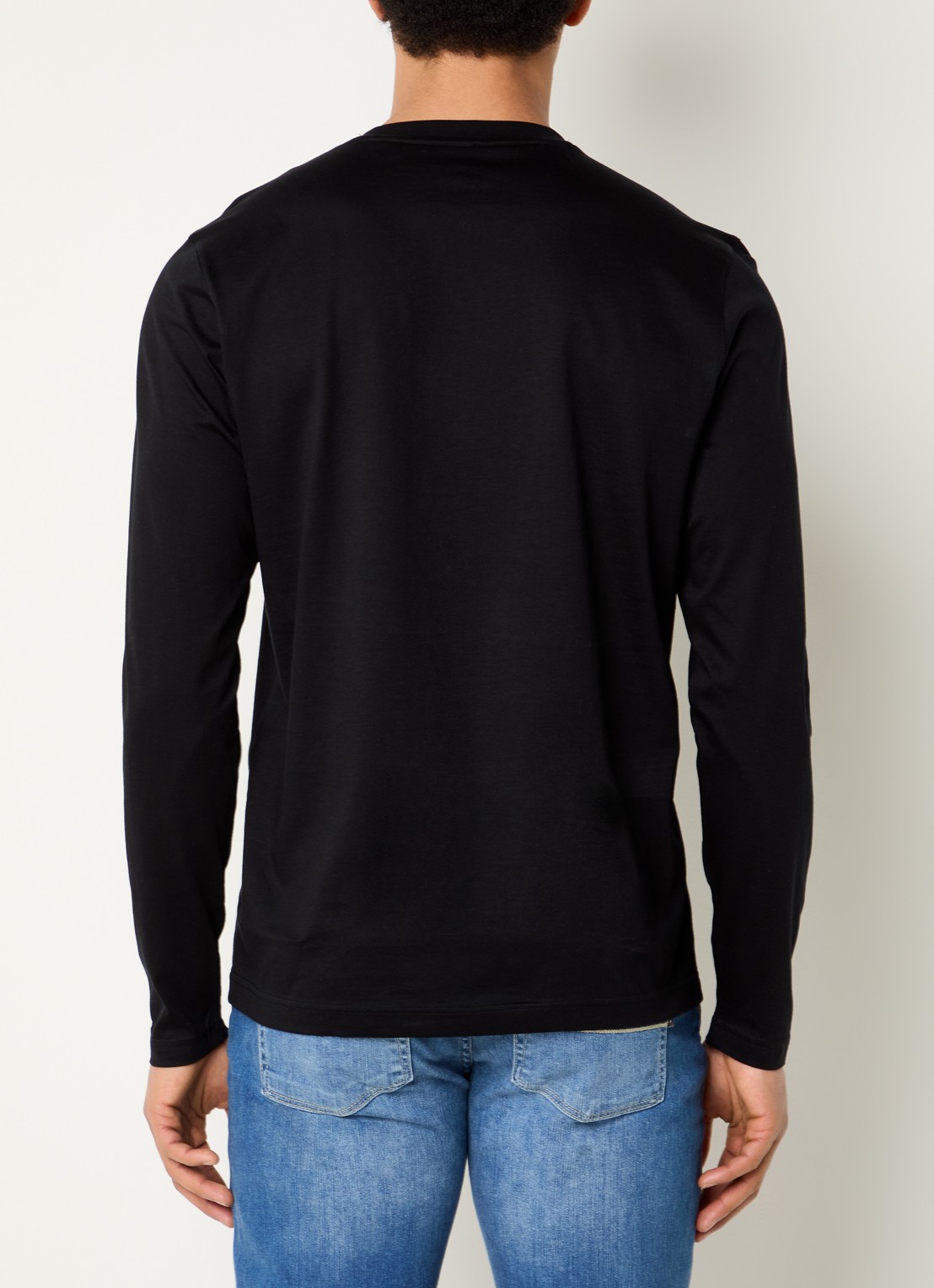 Boggi Milano Longsleeve met ronde hals - achterkant zwart