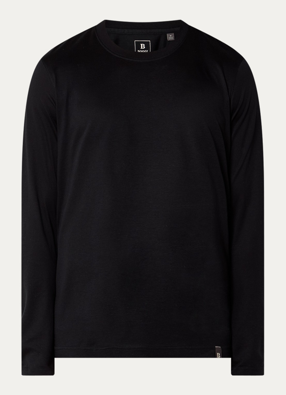 Boggi Milano Longsleeve met ronde hals - voorkant 3 zwart