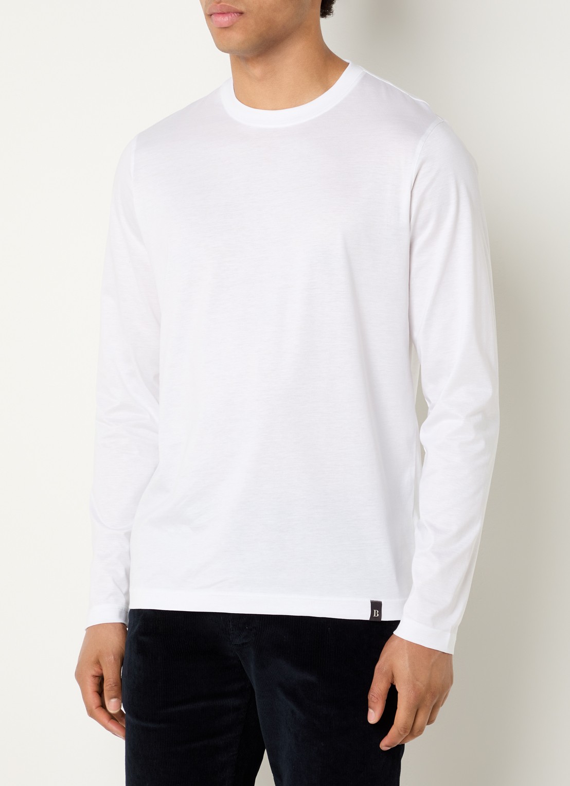Boggi Milano Longsleeve met ronde hals - detail 3 wit