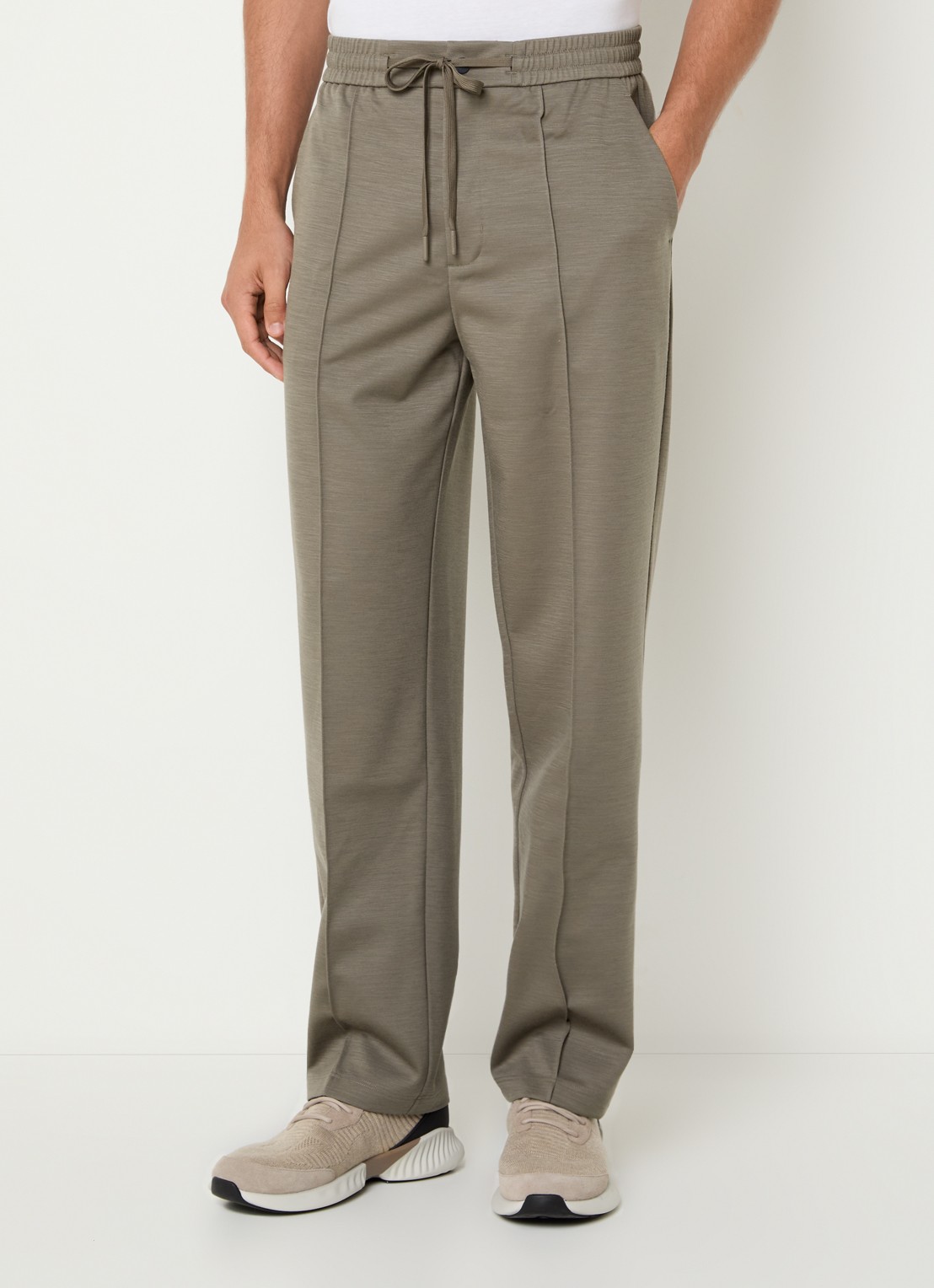 Boggi Milano Loose fit pantalon met steekzakken - detail 4 olijfgroen