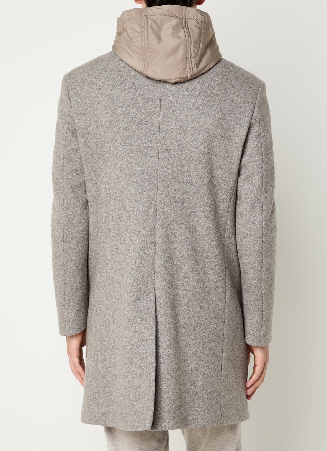 Boggi Milano Mantel in wolblend met uitneembare voering - achterkant taupe