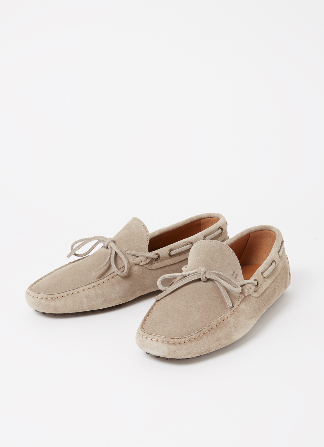 Boggi Milano Mocassin van suède - detail zand