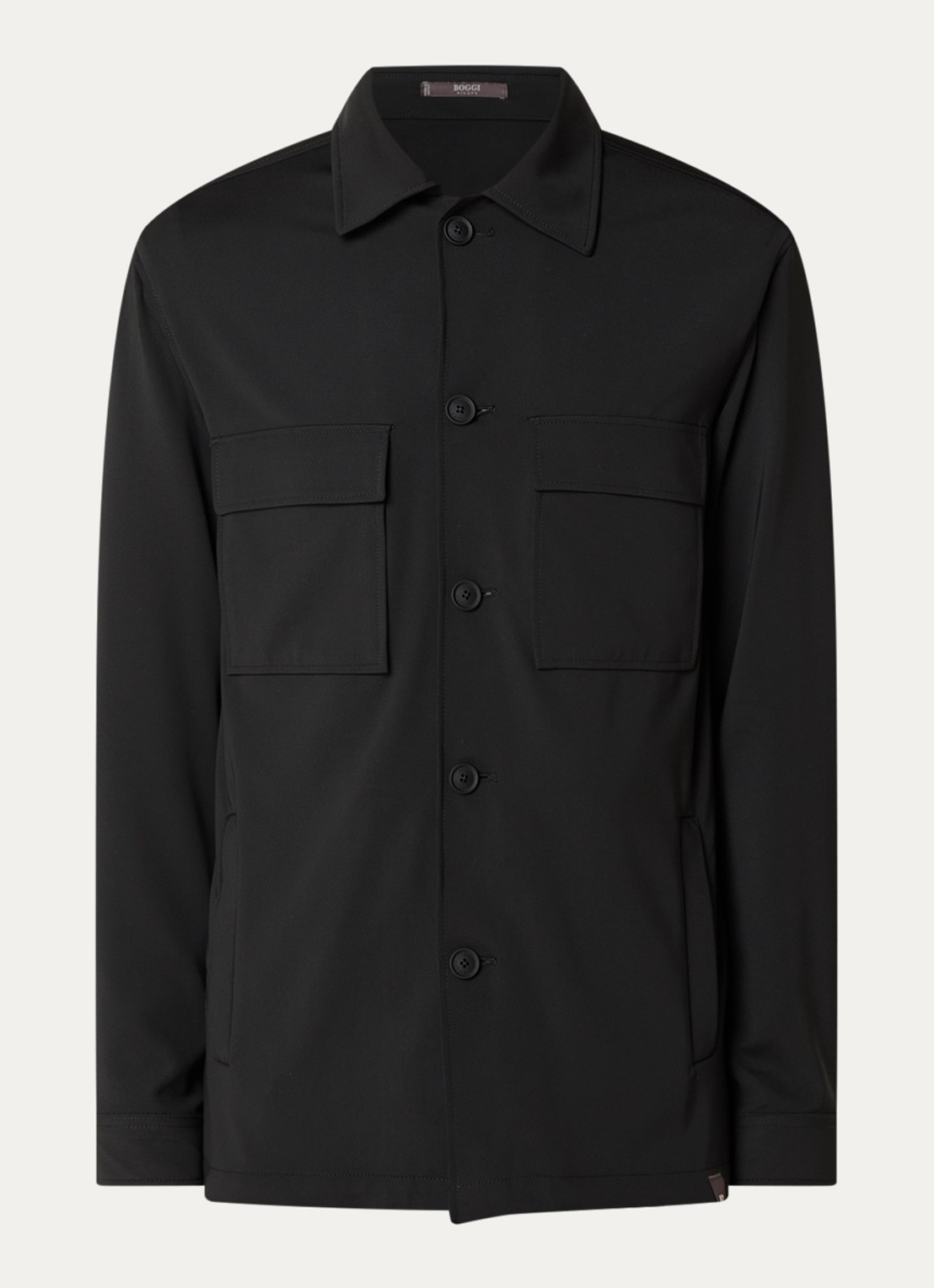 Boggi Milano Overshirt met borstzakken - voorkant zwart