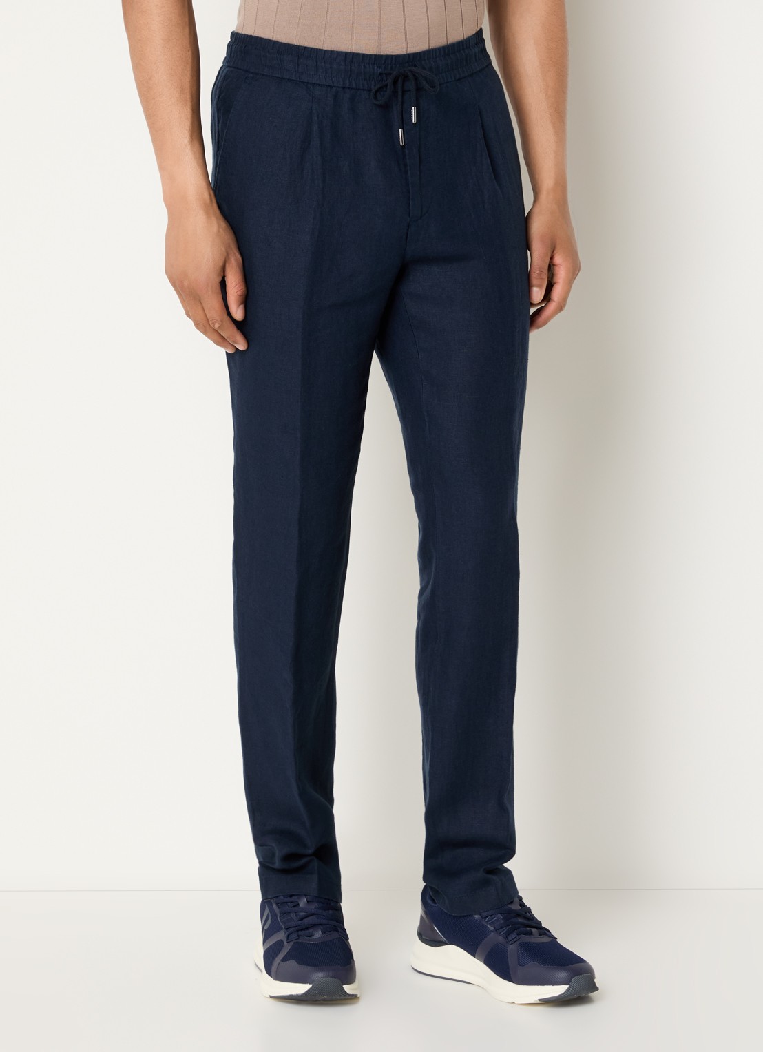 Boggi Milano Pantalon van linnen met steekzakken - detail 2 donkerblauw
