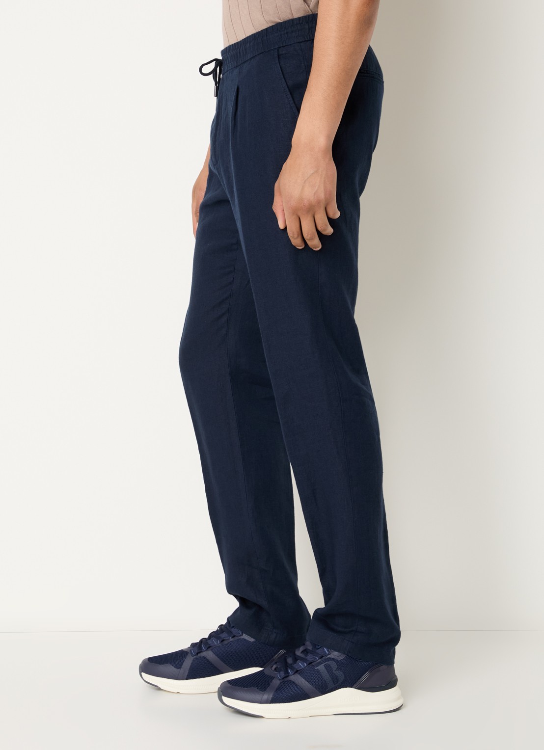 Boggi Milano Pantalon van linnen met steekzakken - detail 3 donkerblauw