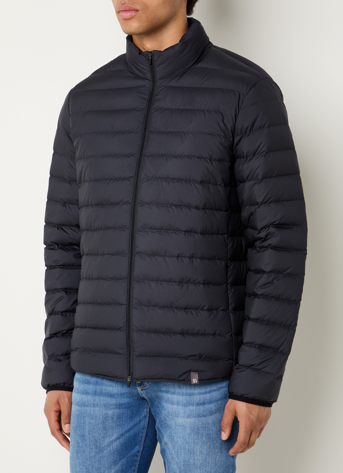 Boggi Milano Puffer jack met donsvulling en ritszakken - detail donkerblauw