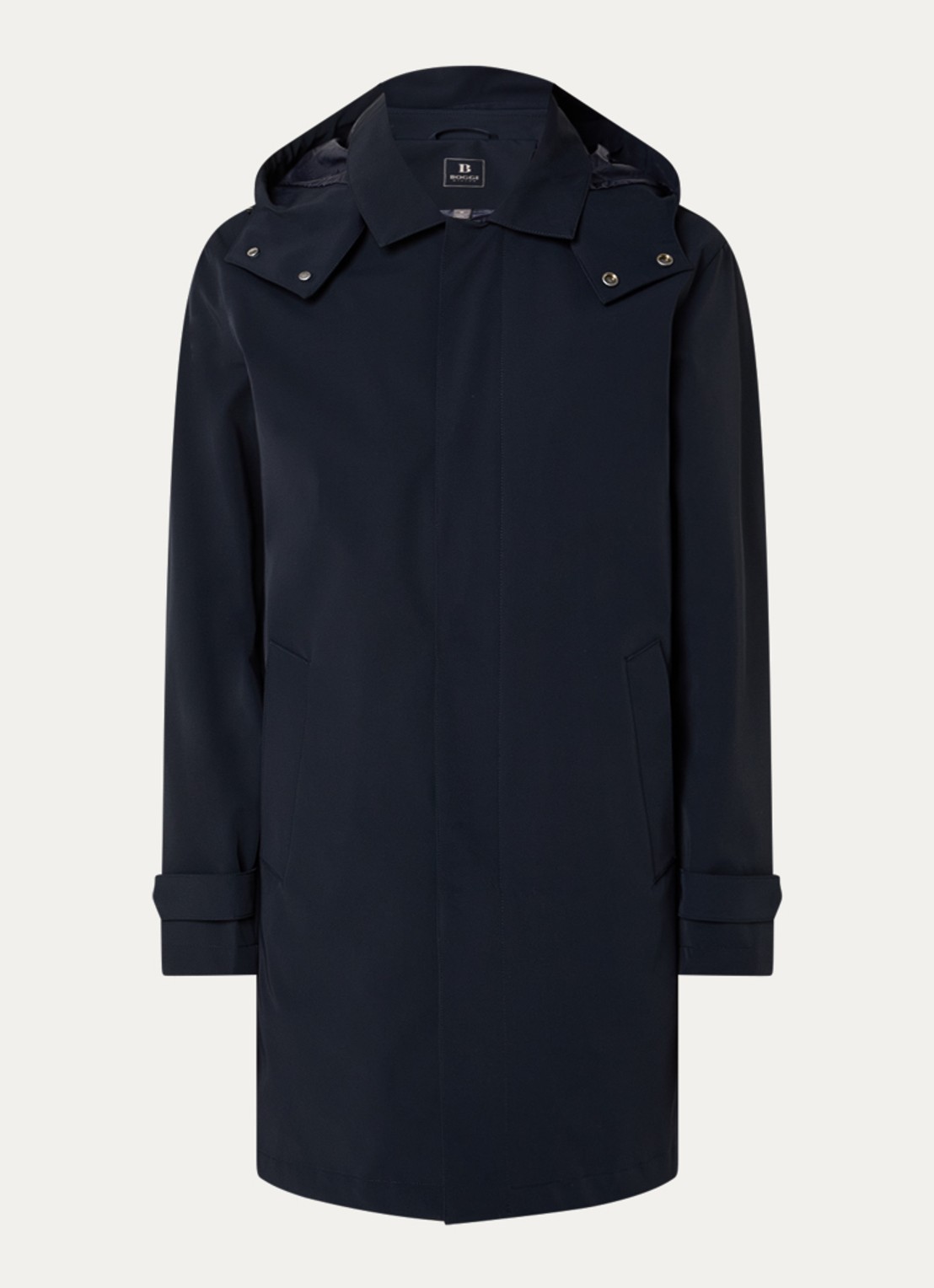 Boggi Milano Regenjack met capuchon - voorkant 2 donkerblauw
