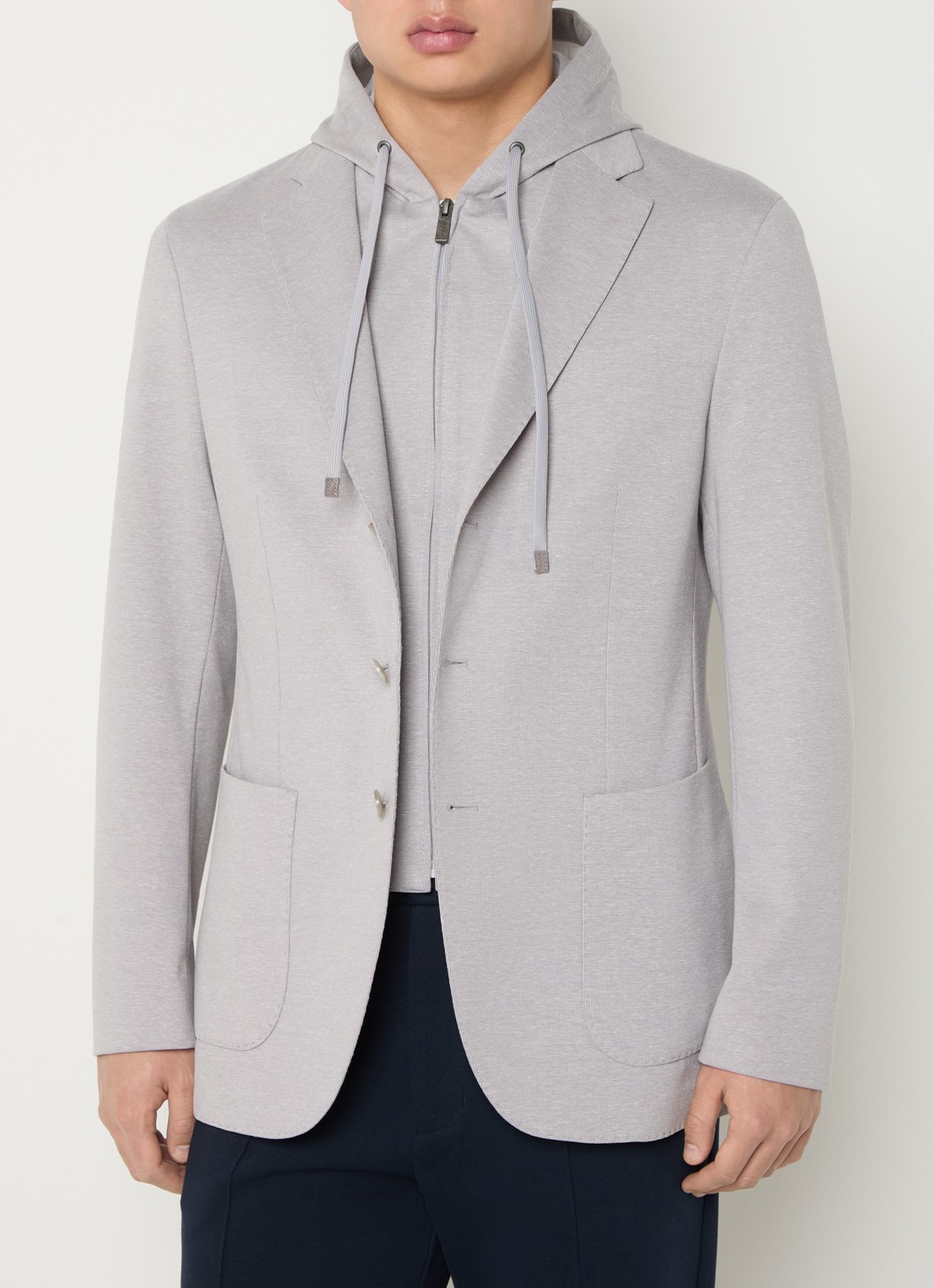 Boggi Milano Regular fit colbert in linnenblend met uitneembare voering - detail 3 lichtgrijs