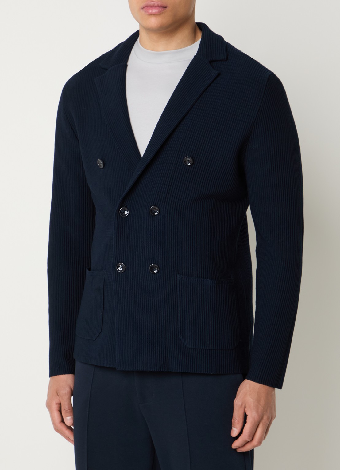 Boggi Milano Regular fit colbert met opgestikte zakken - detail 3 donkerblauw