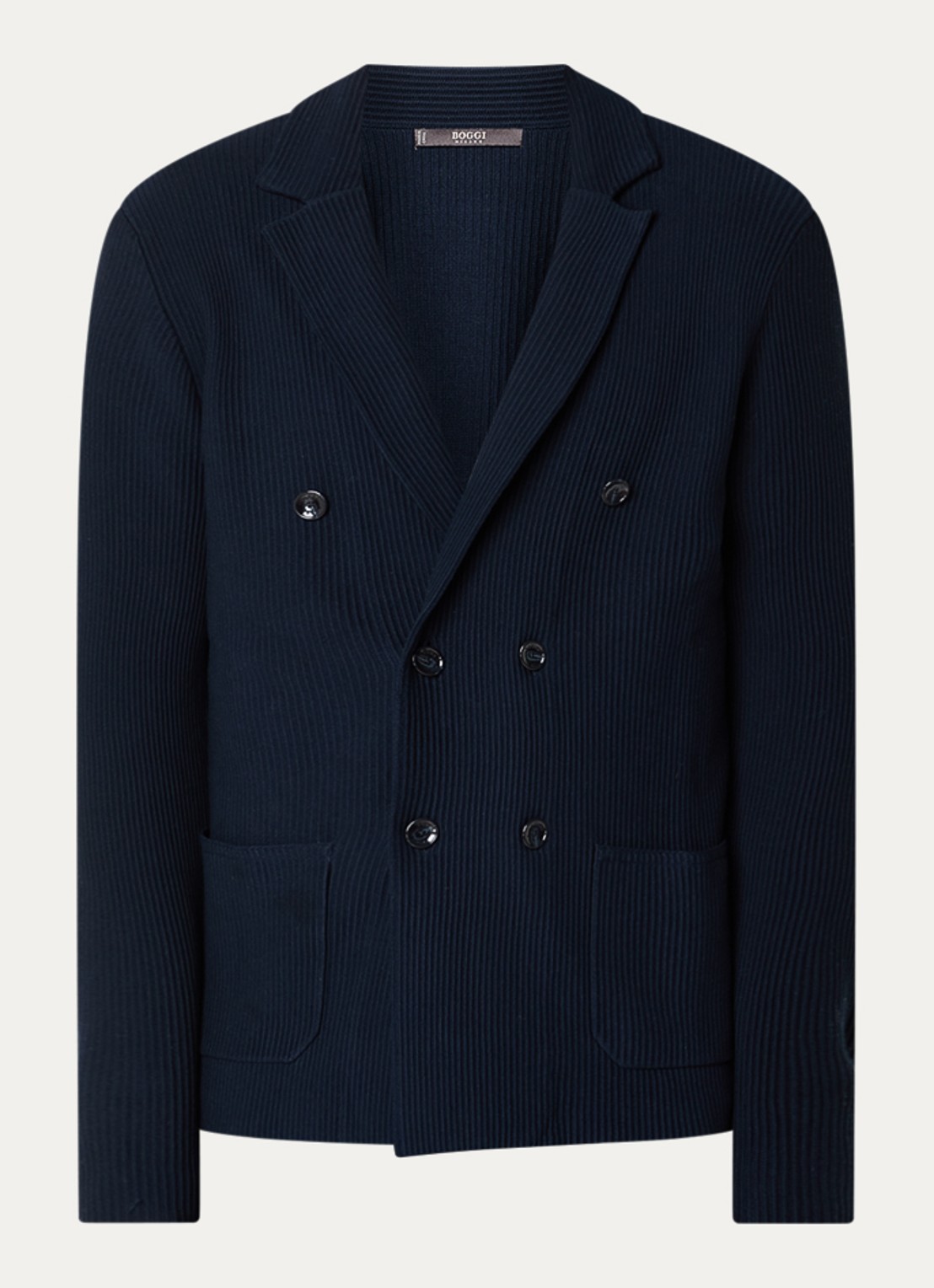Boggi Milano Regular fit colbert met opgestikte zakken - voorkant donkerblauw