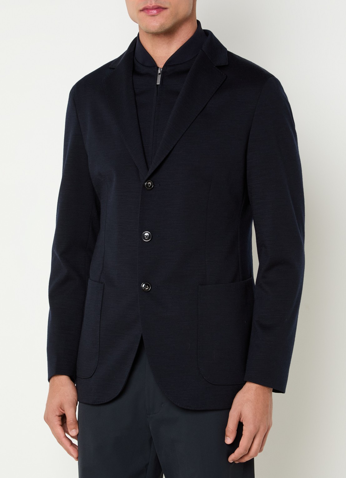 Boggi Milano Regular fit colbert met opgestikte zakken - detail 4 donkerblauw