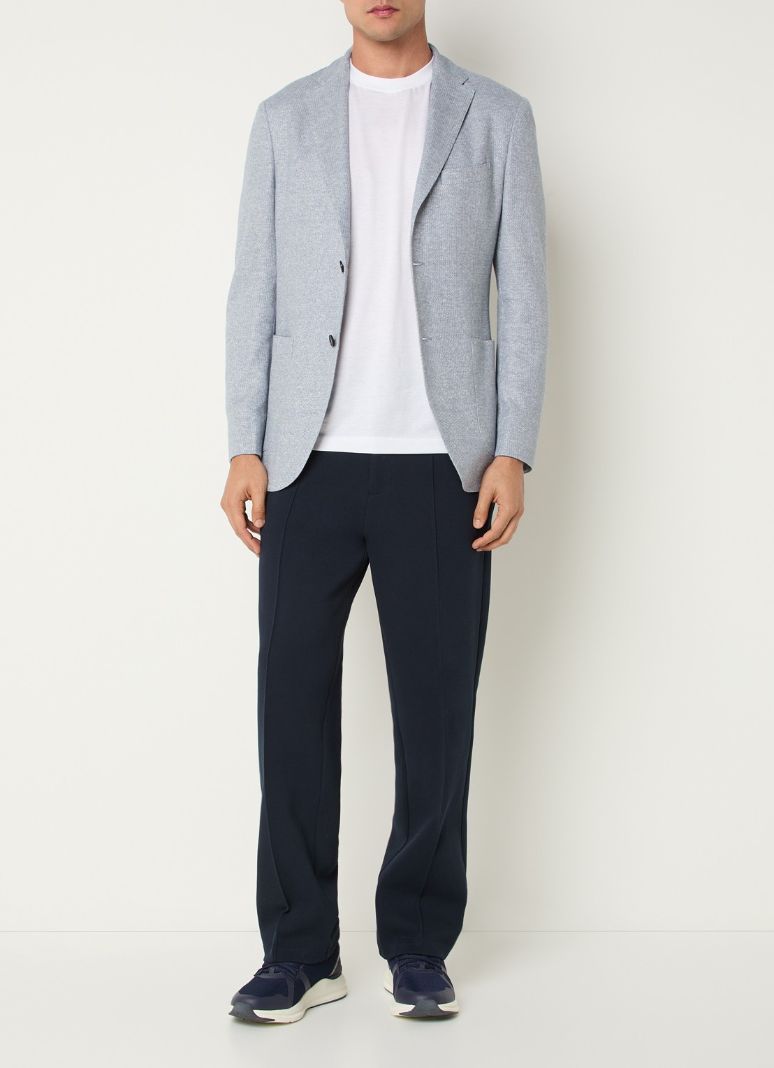 Boggi Milano Regular fit colbert met opgestikte zakken - voorkant 2 blauwgrijs