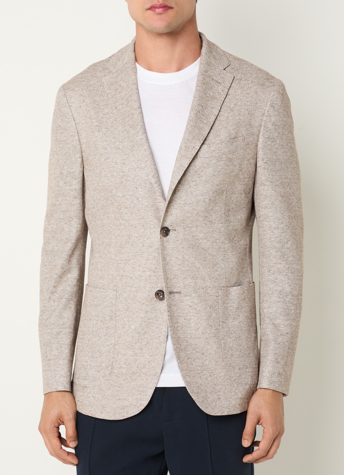 Boggi Milano Regular fit colbert met opgestikte zakken - detail 3 donkerbeige