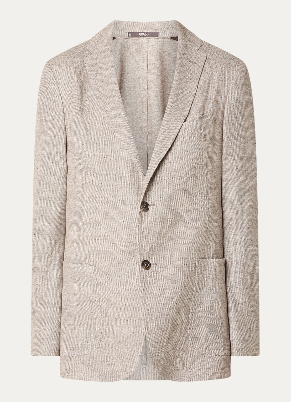 Boggi Milano Regular fit colbert met opgestikte zakken - voorkant donkerbeige