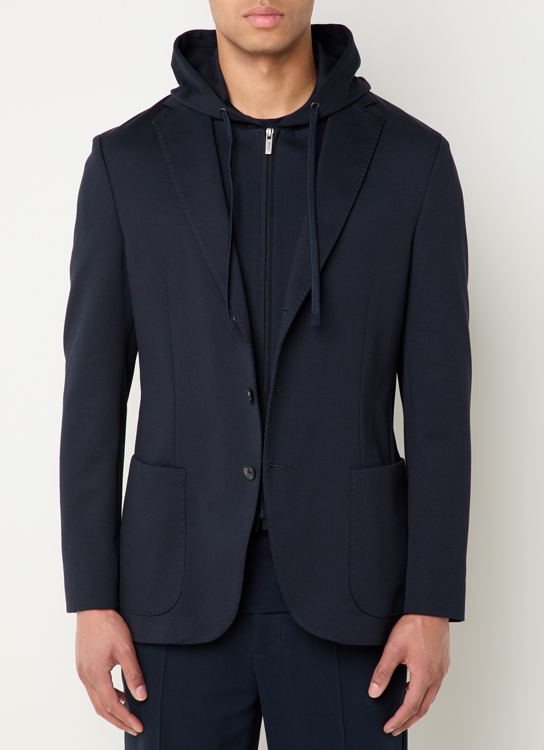 Boggi Milano Regular fit colbert met uitneembare voering - detail donkerblauw