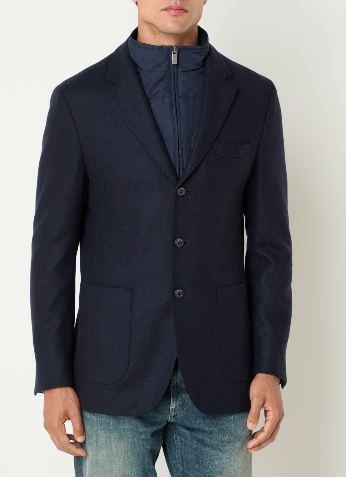 Boggi Milano Regular fit colbert met uitneembare voering - detail donkerblauw