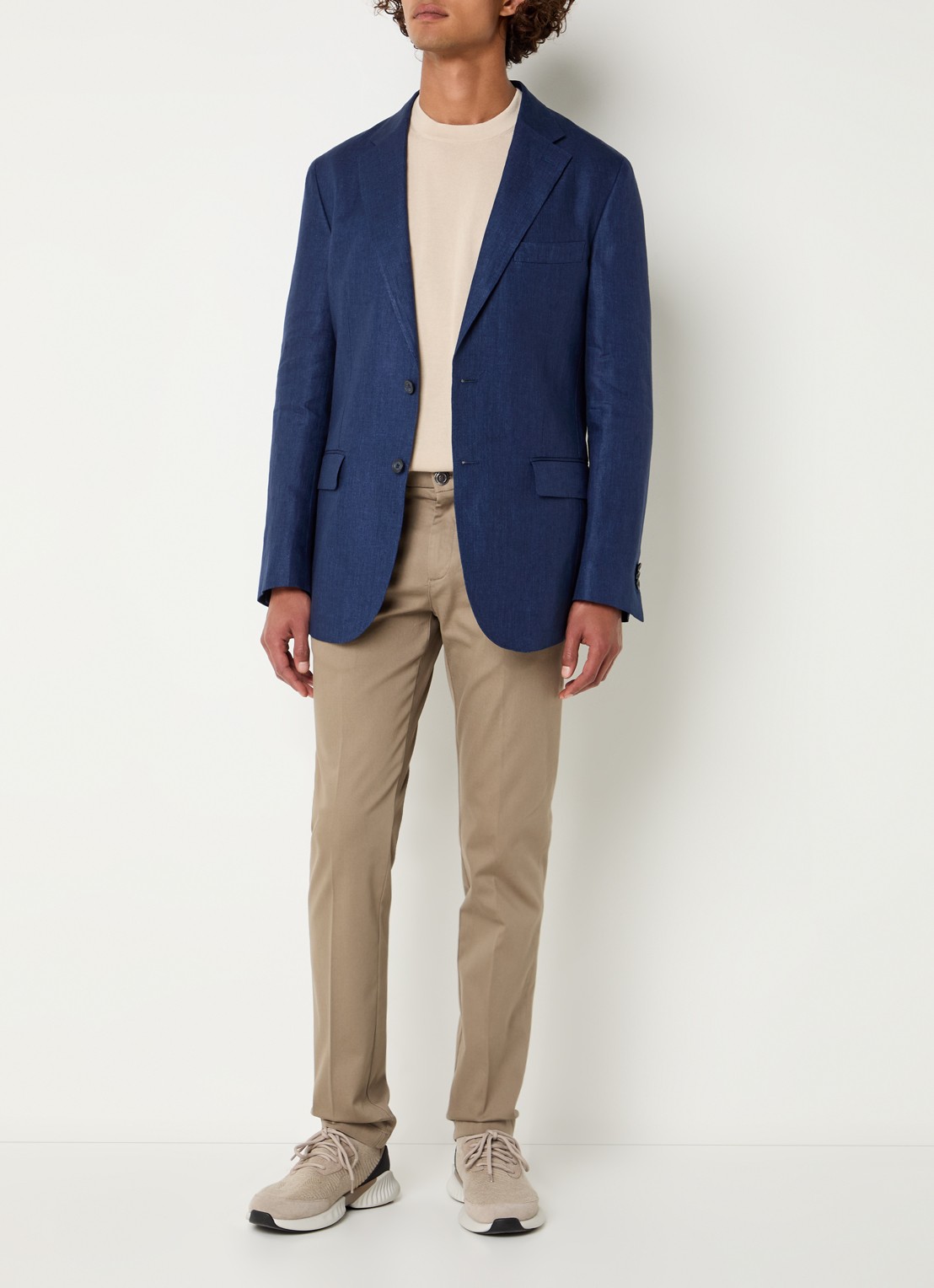 Boggi Milano Regular fit colbert van linnen met klepzakken - voorkant 2 donkerblauw