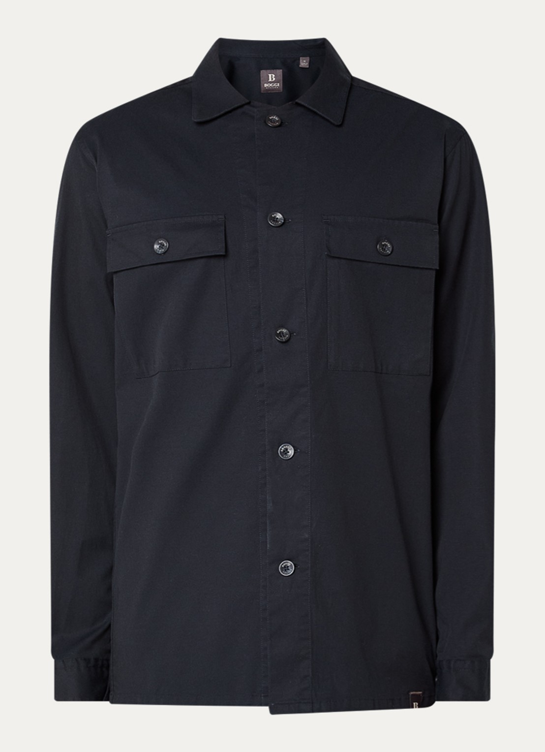 Boggi Milano Regular fit overhemd met borstzakken - voorkant 3 donkerblauw