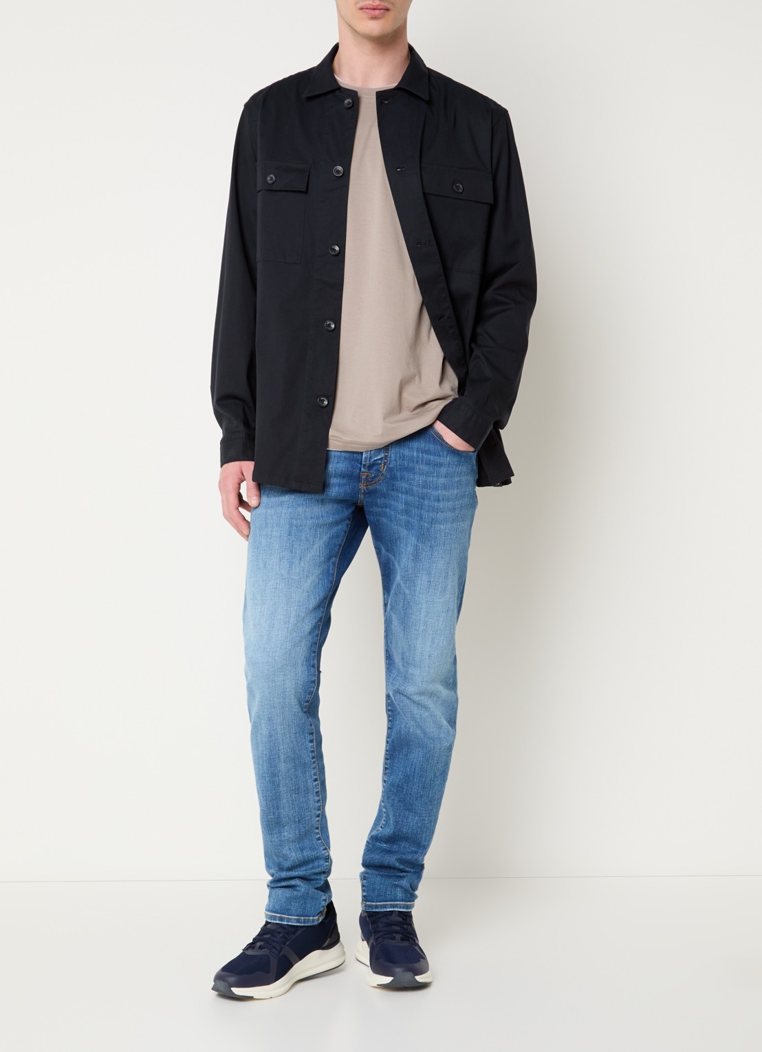 Boggi Milano Regular fit overhemd met borstzakken - voorkant 4 donkerblauw