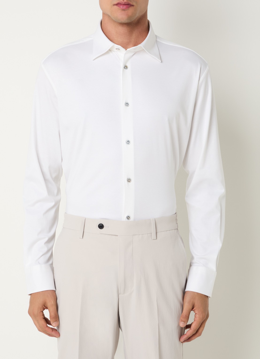 Boggi Milano Regular fit overhemd met kent kraag in zijdeblend - detail 3 wit