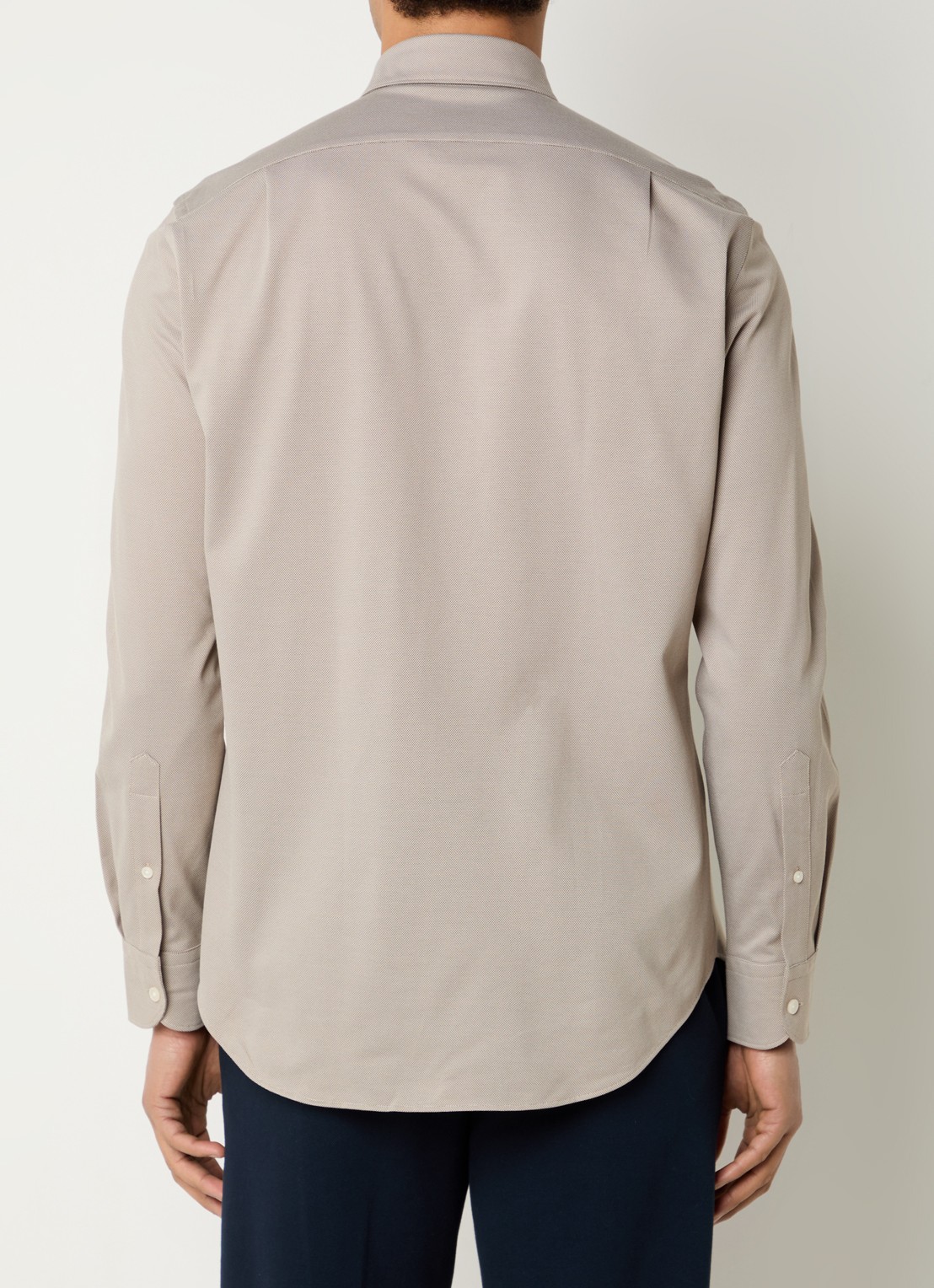 Boggi Milano Regular fit overhemd met microdessin - achterkant 5 donkerbeige