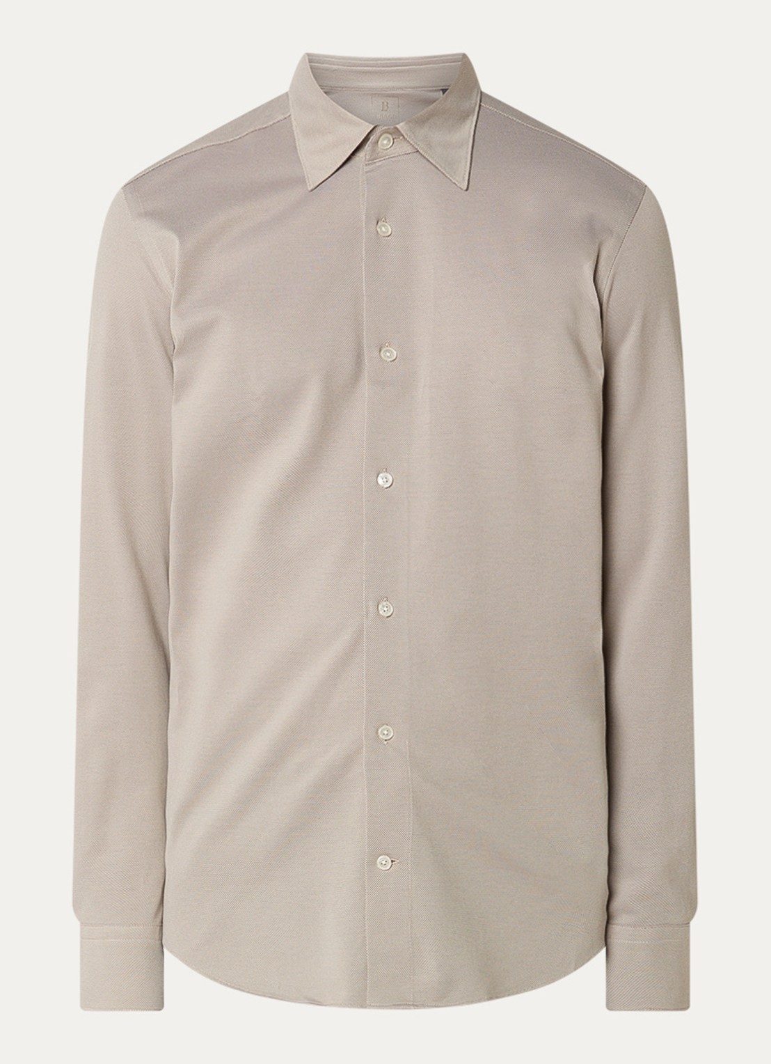 Boggi Milano Regular fit overhemd met microdessin - voorkant 2 donkerbeige