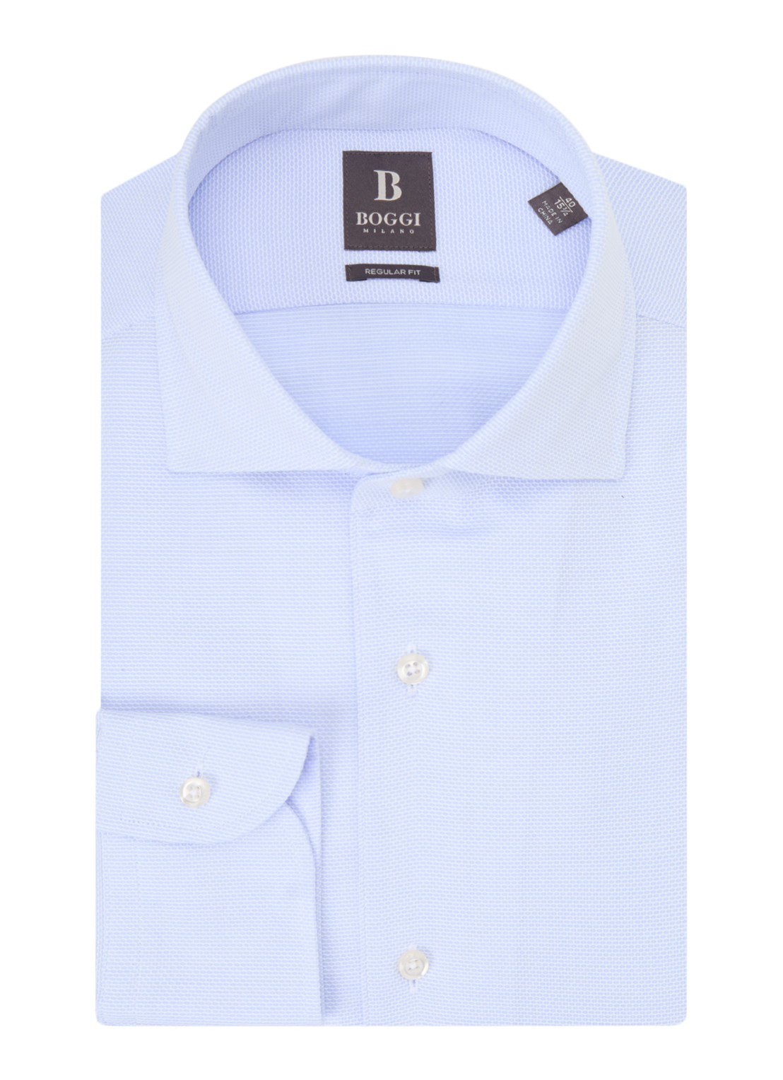 Boggi Milano Regular fit overhemd met print  - voorkant lichtblauw