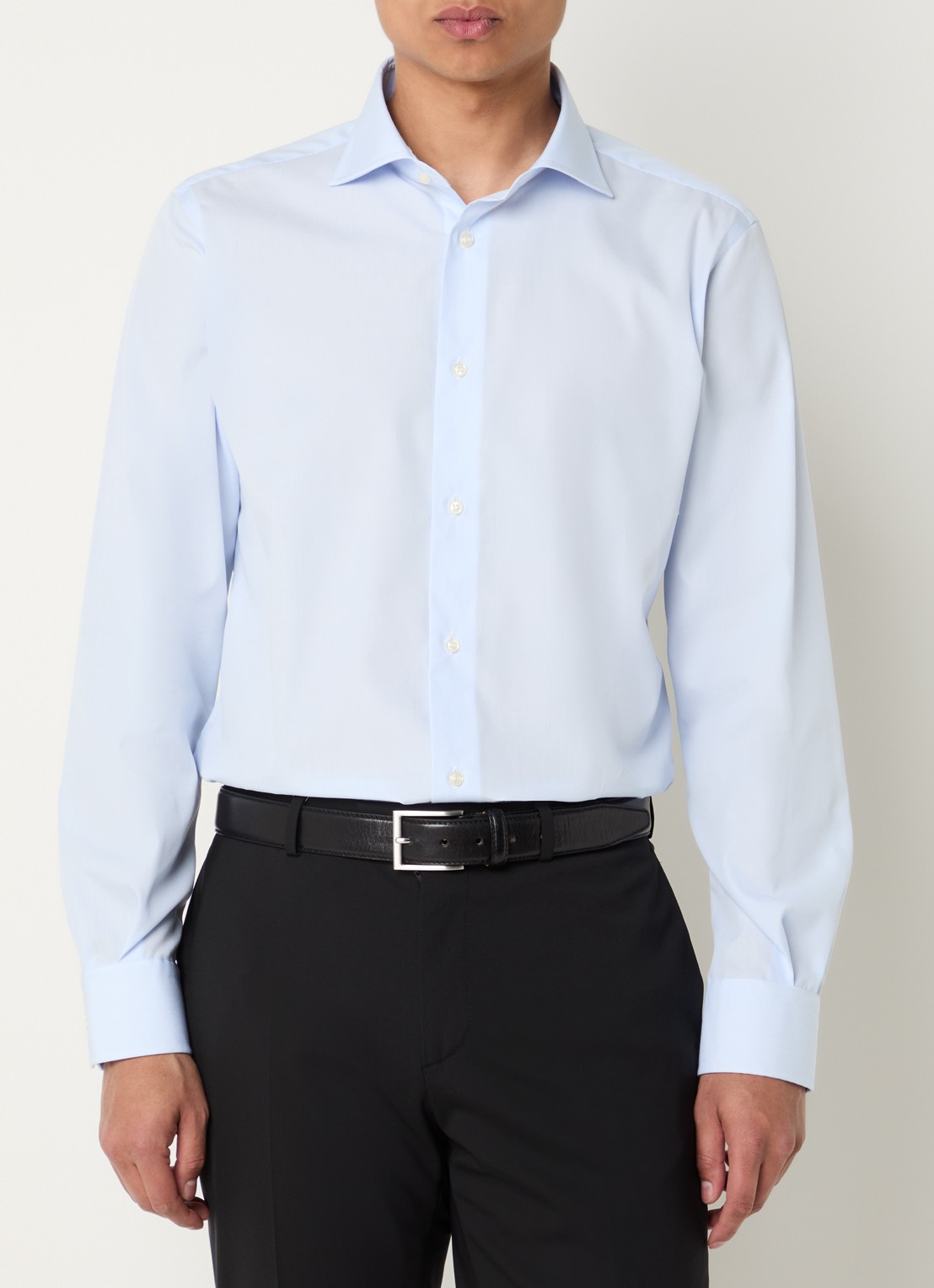 Boggi Milano Regular fit overhemd met streepprint - detail 4 lichtblauw