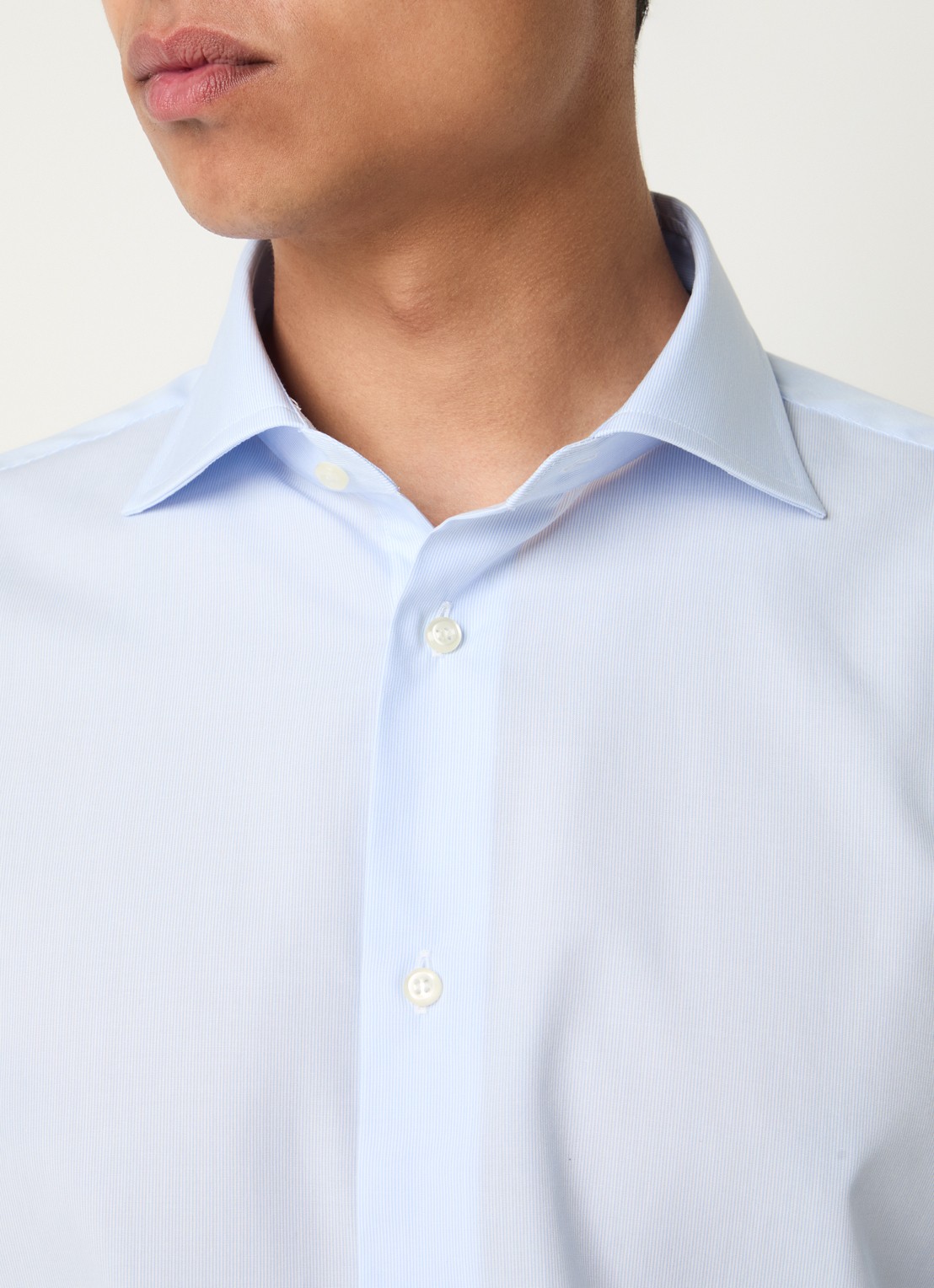 Boggi Milano Regular fit overhemd met streepprint - detail 5 lichtblauw