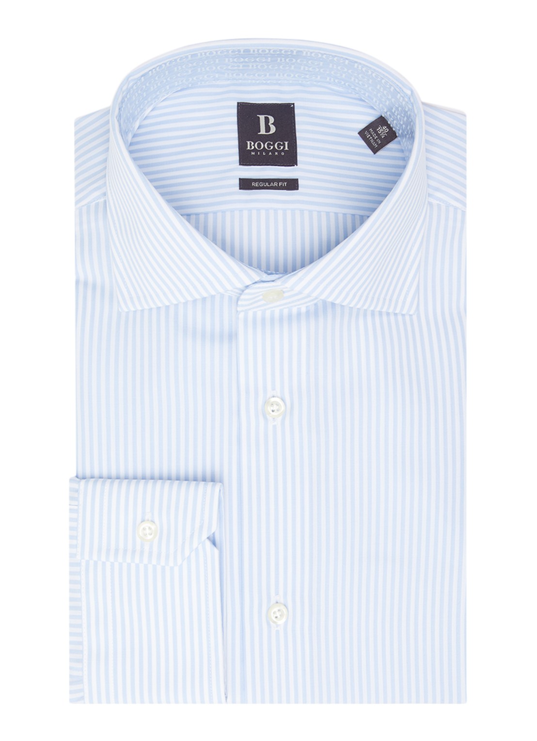 Boggi Milano Regular fit overhemd met streepprint - voorkant 2 lichtblauw