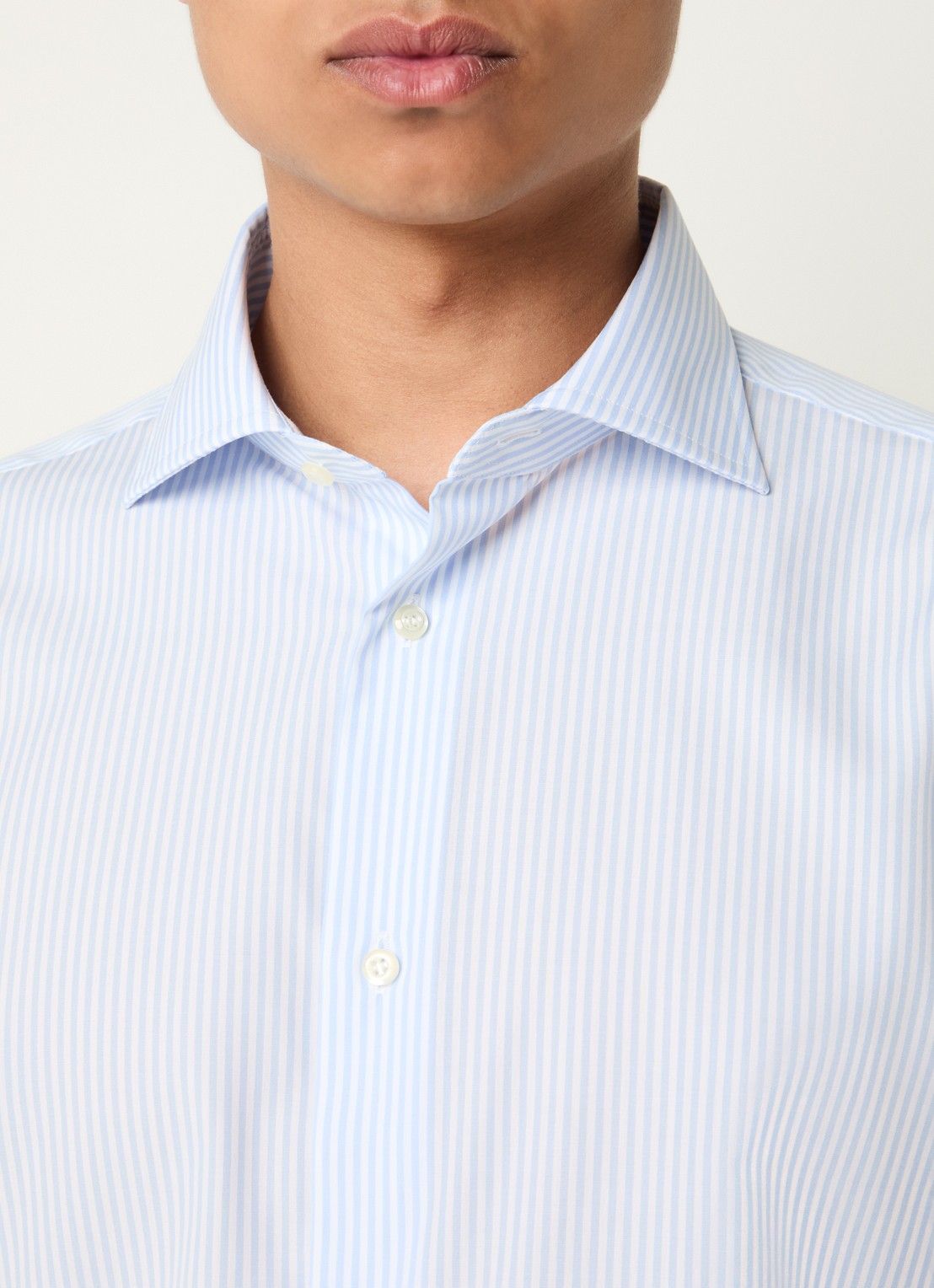 Boggi Milano Regular fit overhemd met streepprint - detail 5 lichtblauw