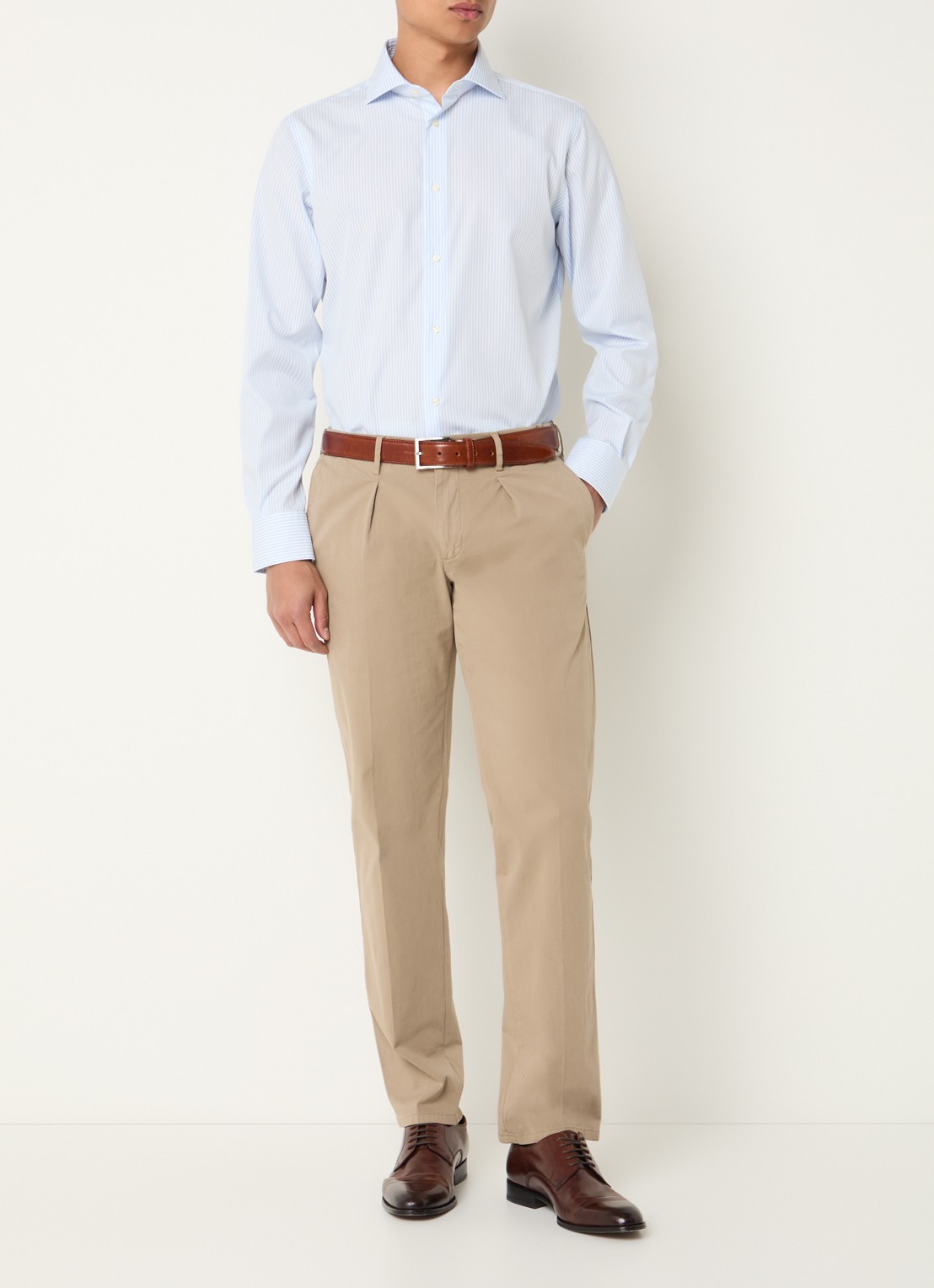 Boggi Milano Regular fit overhemd met streepprint - voorkant 3 lichtblauw