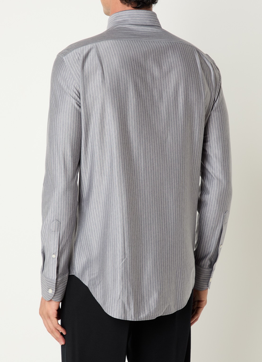 Boggi Milano Regular fit overhemd met streepprint - achterkant 4 donkerblauw